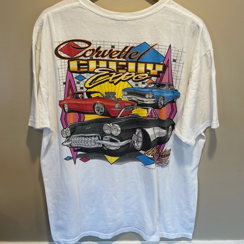 Vintage anvil corvette car tee white xl